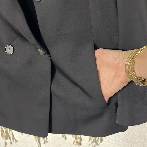 Vince Black Crepe Double Breasted Blazer Size 8 - Picture 8 of 16